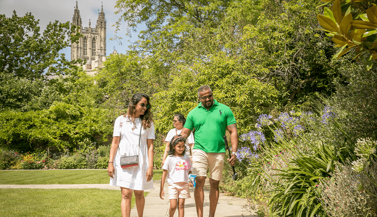CC Family Walking In Memorial Garden