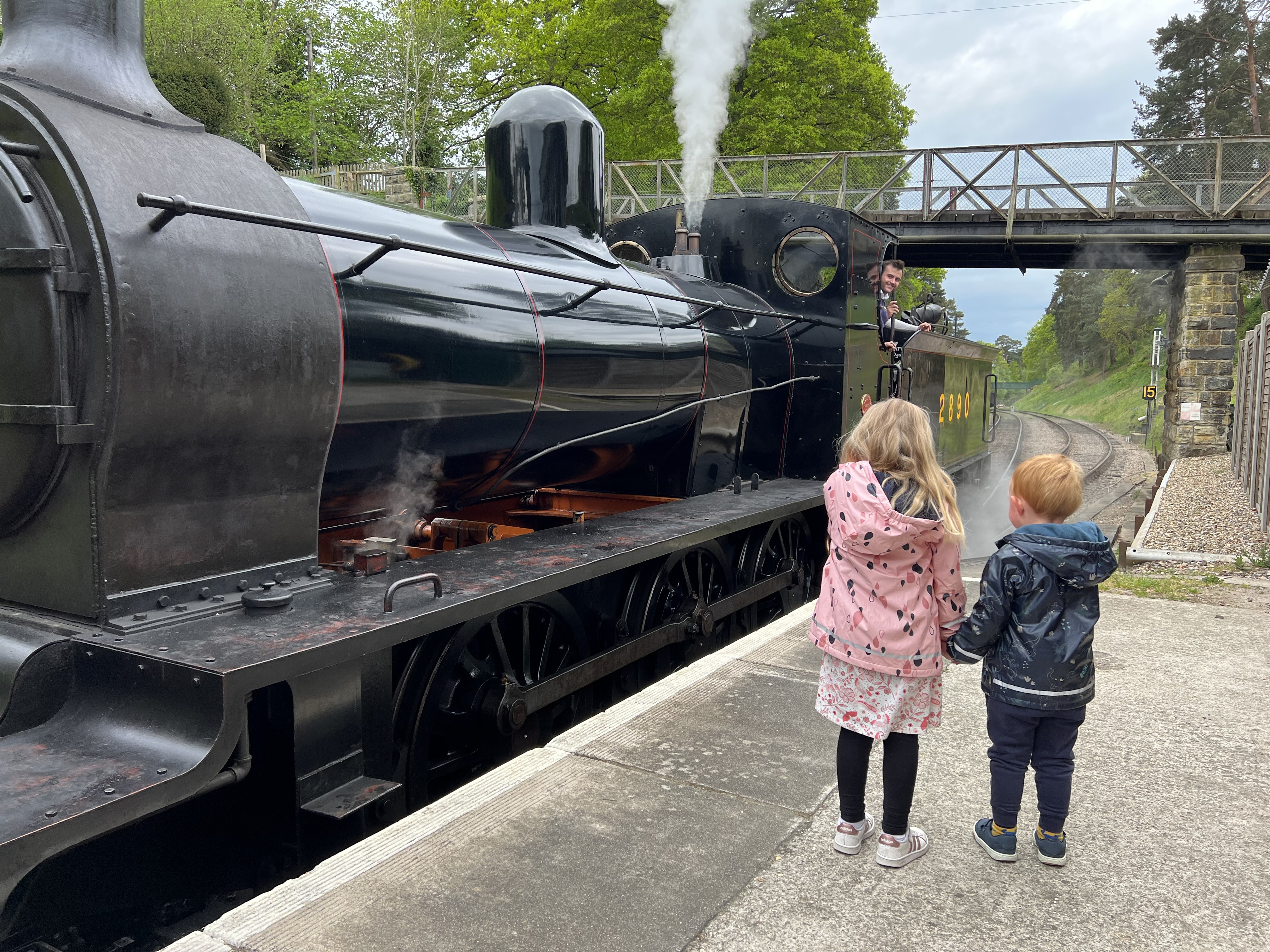 Children Watching A Steam Train Spa Valley Railway